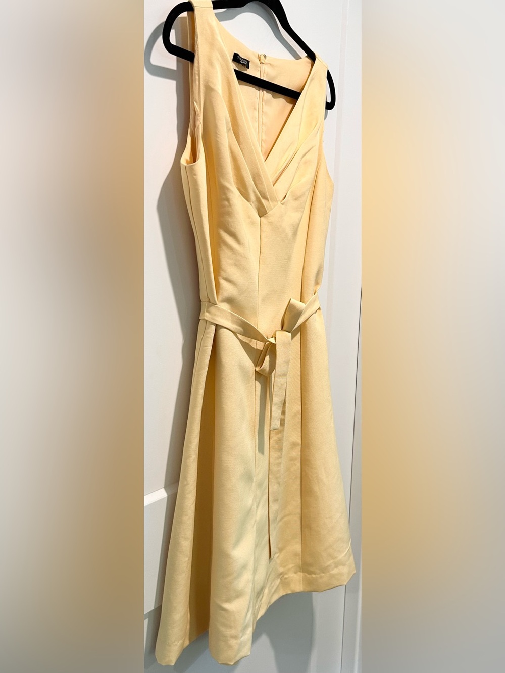 Talbots Butter Yellow Silk Blend Dress Fit Flare Wedding Guest Garden Party 10 - Picture 5 of 12